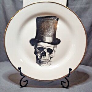 CIROA 4 Gold-Rimmed Skull Plates – 8.5” Fine Bone China, Unique Collection RARE